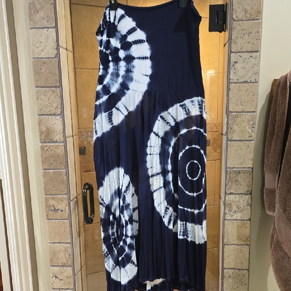 INC International Concepts Blue and White Maxi A-Line Skirt